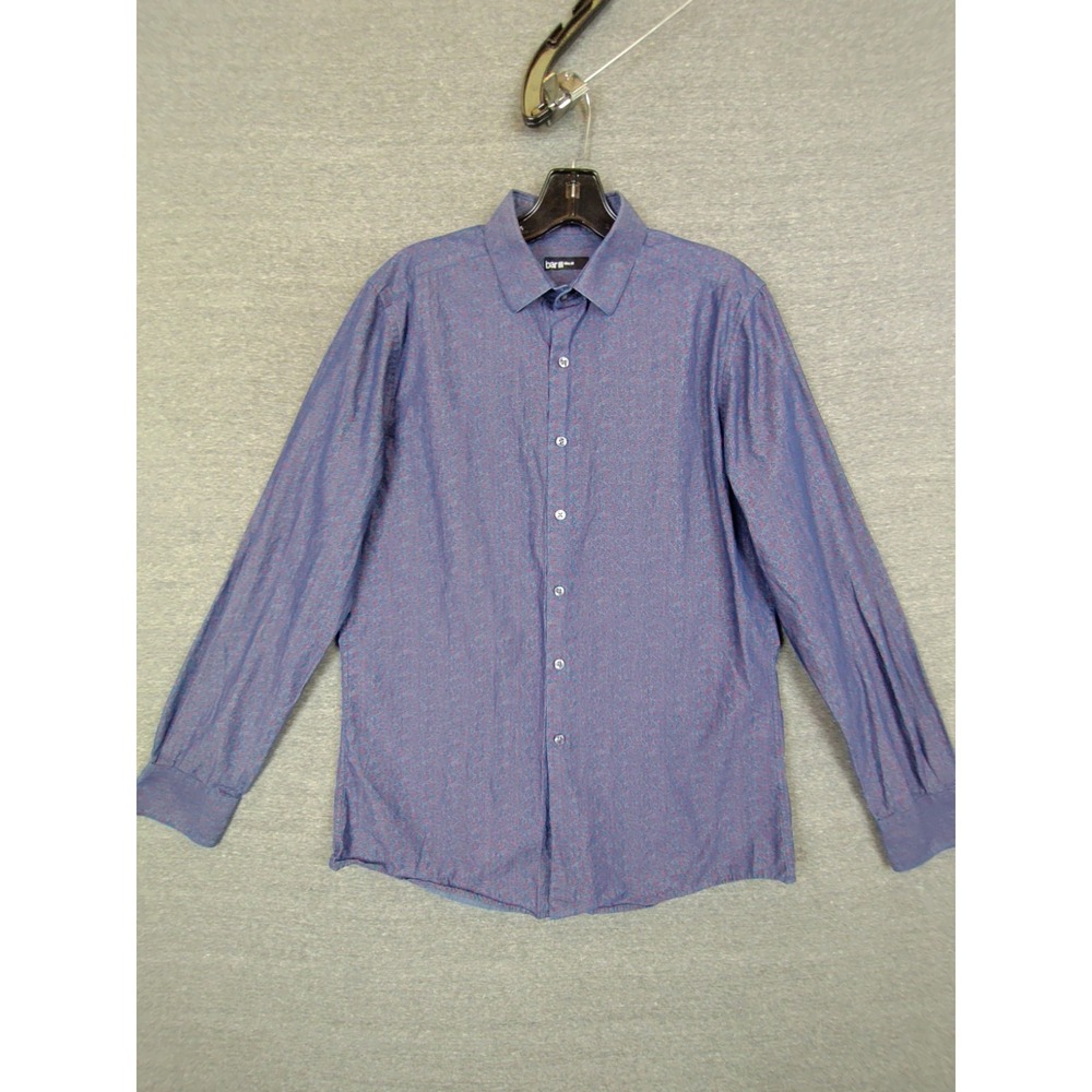 Bar III Mens Shirt M Blue Ditsy‎ Floral Long Sleeve Button Up Slim Western Dress